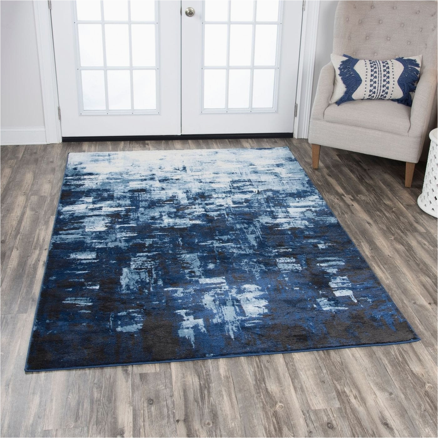 rizzy home encore contemporary blue area rug