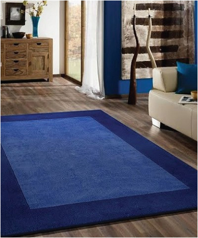 transitional hand tufted solid blue area rug p 1358