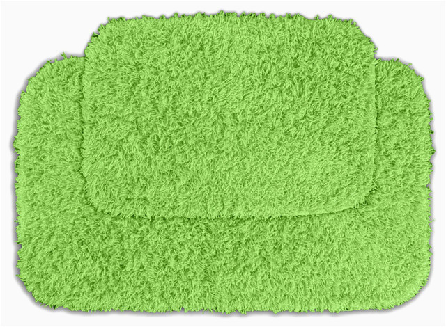 quincy super shaggy lime green washable runner bath rug set of 2 contemporary rugs